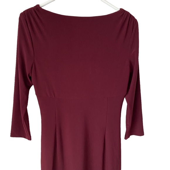 Lauren Ralph Lauren size 8 burgundy long sleeves rouching wrap dress EUC - Picture 11 of 12